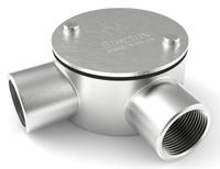 471-1265 RS PRO Angle Box, Conduit Fitting, 20mm Nominal Size, 1.5mm, 316 Stainless Steel, Silver IP67 rating