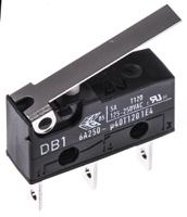 db1c-b1lc ZF Hinge Lever Micro Switch, Tab Terminal, 6 A @ 250 V ac, SPDT