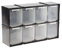 909-6990 RS PRO 8 Drawer Storage Unit, Plastic, 208mm x 325mm x 90mm, Black