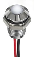 132-9107 RS PRO White Panel Mount Indicator, 12V dc, 8mm Mounting Hole Size, Lead Wires Termination, IP67