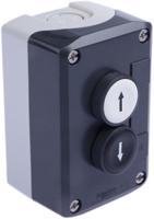 xald222 Schneider Electric Spring Return Enclosed Push Button, Polycarbonate, 1 Cutouts, Black/White, Down Arrow, Up Arrow,