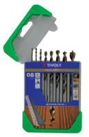 10864070001 Tivoly 8-Piece Wood Drill Bit Set for Wood, 10mm Max, 2mm Min, HSS Bits