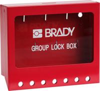 metal-wall-lock-box-small Brady Red 7-Lock Powder Coated Steel Group Lockout & Permit Control