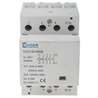 euc3-63-4nob Europa Contactor, 24 V ac Coil, 4-Pole, 63 A, 40 kW, 4NO, 400 V ac