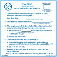 113label SCS Blue Paper ESD Label, Moisture Sensitive Caution Label-Text 102 mm x 102mm