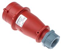 319 MENNEKES IP44 Red Cable Mount 3P + N + E Industrial Power Plug, Rated At 16A, 400 V,With Phase Inverter