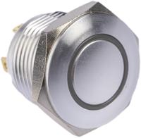 175-9477 RS PRO Illuminated Push Button Switch, Momentary, Panel Mount, 16mm Cutout, SPST, Green LED, 36V dc, IP67