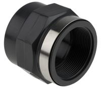 721911011 Georg Fischer Plastic Pipe Fitting, Straight Threaded Socket, Rp 2in to Cement 2in