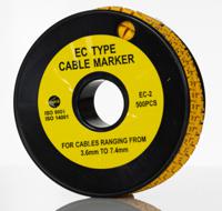 812-1045 RS PRO Slide On Cable Markers, Black on Yellow, Pre-printed "Y", 3.6 → 7.4mm Cable