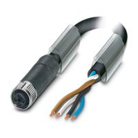 1421305 Phoenix Contact 0-PUR/M12FST, SAC-4P-20 1.5 mm² 4 Core Power Cable, Black/Grey Polyurethane PUR, 20m