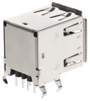 a-usb-a-2p-c ASSMANN WSW Right Angle, Through Hole, Socket- Dual Port Type A USB Connector