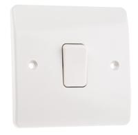 k4871-whi MK Electric White Rocker Light Switch, 2 Way, 1 Gang, Logic Plus