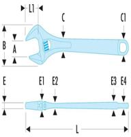 10112g Facom Adjustable Spanner, 301 mm Overall, 41mm Jaw Capacity, Bi-Material Handle