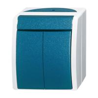 2cka001085a1606 ABB Blue Rocker Light Switch, 1 Way, 2 Gang, 2CKA001085A