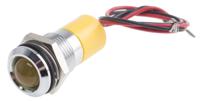 722-7388 RS PRO Yellow Panel Mount Indicator, 12V dc, 14mm Mounting Hole Size, Lead Wires Termination, IP67