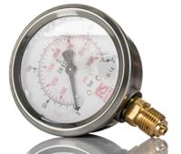 231-0195 RS PRO G 1/4 Analogue Pressure Gauge 250bar Bottom Entry 63mm Outside Diameter