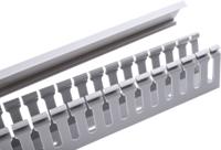 879-3731 RS PRO Grey Slotted Panel Trunking - Open Slot, W40 mm x D60mm, L1m, PVC