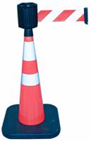 204-1802 RS PRO Weighted Red, White 1.10 m PVC Safety Cone With Strap Reel