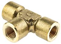 0145-13-13 Legris Brass Pipe Fitting, Tee Threaded Equal Tee, Female BSPP 1/4in to Female BSPP 1/4in