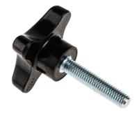 686-654 RS PRO Black 4-Arm Clamping Knob, M8, Threaded Stud