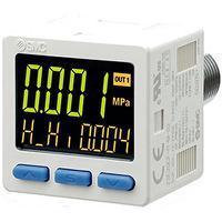 zse20cf-v-f02 SMC PNP Open Collector 2 Outputs Pressure Switch, R 1/8 -101kPa to 0.1 bar