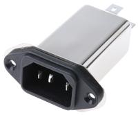 fn9233uf2-6-06 Schaffner 6A, 250 V ac Male Panel Mount IEC Filter FN9233UF2-6-06, Faston None Fuse
