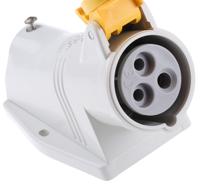 5131650 Scame IP44 Yellow Wall Mount 2P + E Right Angle Industrial Power Socket, Rated At 16A, 110 V
