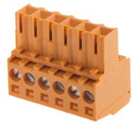 1597400000 Weidmuller, 3.5mm Pitch, BL, 6 Way, Pluggable Terminal Block, Plug, Cable Mount, Screw Down Termination,