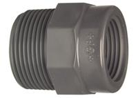 721910842 Georg Fischer Plastic Pipe Fitting, Straight Threaded Reducer, R 1in to Rp 1/2in