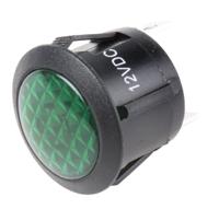 793-2557 RS PRO Green Neon Panel Mount Indicator, 12V dc, 20.8mm Mounting Hole Size, Faston, Solder Lug Termination
