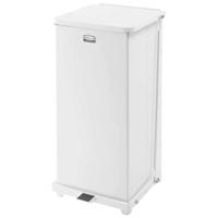 fgst24eplwh Rubbermaid Commercial Products Defenders 49L White Pedal Galvanised Steel Waste Bin