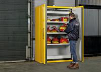 jcb22609yl Justrite Yellow Galvanised Steel Lockable 2 Door Flammable Cabinet, 2070mm x 1200mm x 600mm