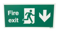 146-366 Polypropylene Fire Exit Down, Fire Exit, English, Exit Sign