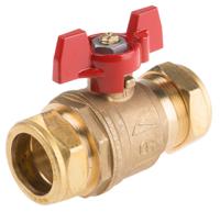486-300 RS PRO Brass Full Bore, 2 Way, Ball Valve, Compression, BSPP 28mm, 28mm