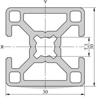 264-7865 RS PRO Silver Aluminium, Anodized Profile Strut, 30 x 30 mm, 8mm Groove, 2m Length
