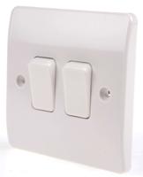 k4872-whi MK Electric White Rocker Light Switch, 2 Way, 2 Gang, Logic Plus