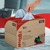8370 Kimberly Clark WypAll® X60 General Clean™  Blue Cloths for Industrial Cleaning, Dry Use, Box of 200, 418 x 283mm,