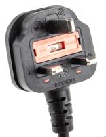 178-9801 RS PRO Straight IEC C13 x 2 Socket to Right Angle Type G UK Plug Power Cord, 2.5m