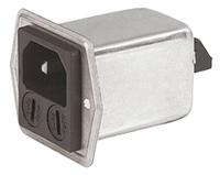 57070201312 Schurter 2A, 250 V ac Male Panel Mount Filtered IEC Connector 5707.0201.312, Solder 2 Fuse
