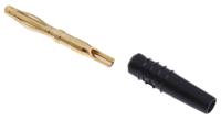 222010-21-221009 Staubli Black Male Banana Plug, 2mm Connector, Solder Termination, 10A, 30 V, 60V dc, Gold, Nickel Plating