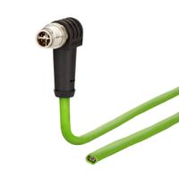 30064271 Metz-Connect, 1m Cat6a, Green M12 to Male, Shielded, Unterminated Polyurethane Sheath