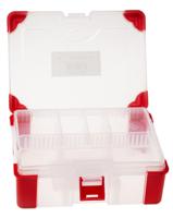 124-6591 RS PRO 10 Cell Transparent Red Polypropylene, Adjustable Compartment Box, 60mm x 165mm x 125mm
