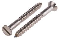 483-2946 RS PRO Slot Countersunk Stainless Steel Wood Screw, A2 304, No. 10 Thread, 50mm Length
