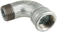 770011204 Georg Fischer Galvanised Malleable Iron Fitting, 90° Short Elbow, Male BSPT 1/2in to Female BSPP 1/2in