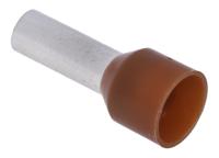 157-1244 RS PRO Insulated Crimp Bootlace Ferrule, 12mm Pin Length, 4.5mm Pin Diameter, 10mm² Wire Size, Brown