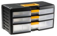 838-6554 RS PRO 3 Drawer Storage Unit, PP, 203mm x 391mm x 197mm, Black