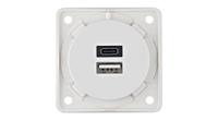 926202509 Berker 926 White Plug Socket, 15A, USB A, USB C