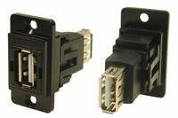 235-4755 RS PRO Straight, Panel Mount, Socket to Socket- Dual Port Type A to A 2.0 USB Connector