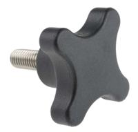 702-7746 RS PRO Black 4-Arm Clamping Knob, M10, Threaded Stud