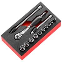 modmrl1sls Facom 13-Piece Metric 1/4 in Standard Socket Set with Ratchet, 6 point